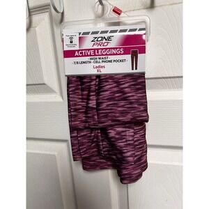 301-004 NEW Zone Pro Active Leggings High Waist Cell Phone Pocket XL Purple Pink